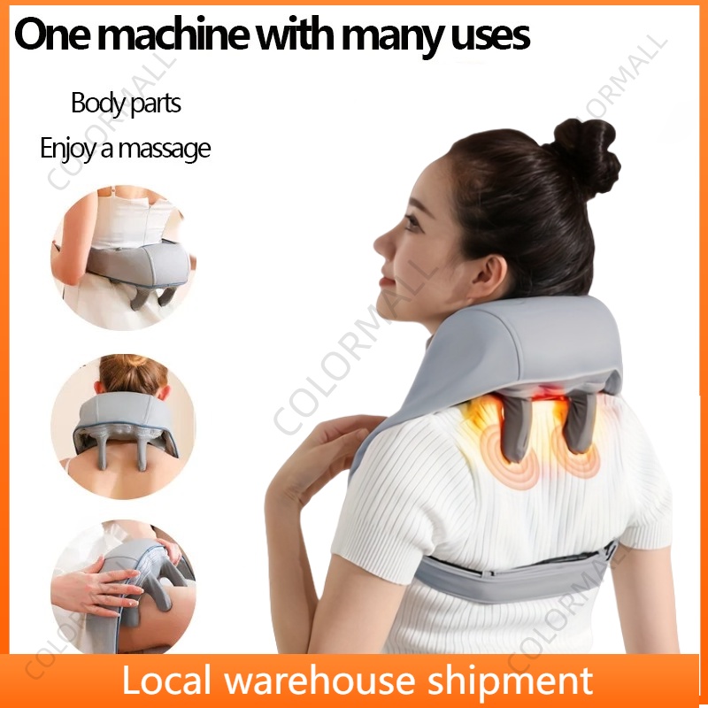 (Local Seller)Neck and Back Massager Heat Wireless Electric Deep Tissue 5D Kneading Massage Tool Neck Muscle Massage