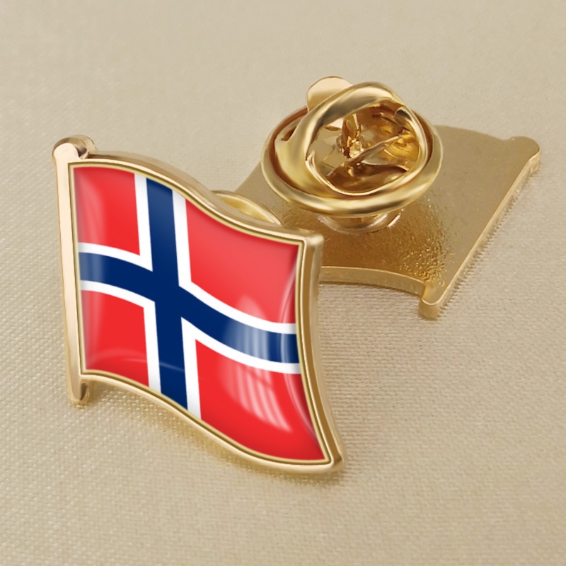 Norwegian national flag crystal drop glue badge sweater brooch world flag badge