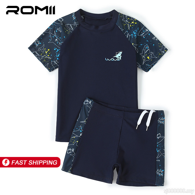 ROMII Swimming Suit Kid Boy Swimming Pool Beach Training Children Sunscreen Two Piece Swimsuit Kids