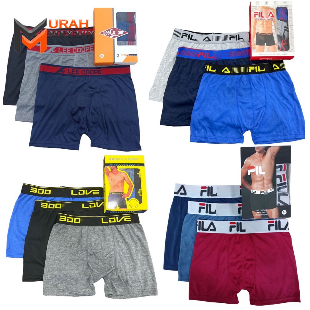 MMM_( 3 HELAI = 1 BOX ) NEW MEN BOXER UNDERWEAR 3PCS IN 1BOX (SELUAR DALAM SEGI EMPAT BOXER LELAKI)UNM
