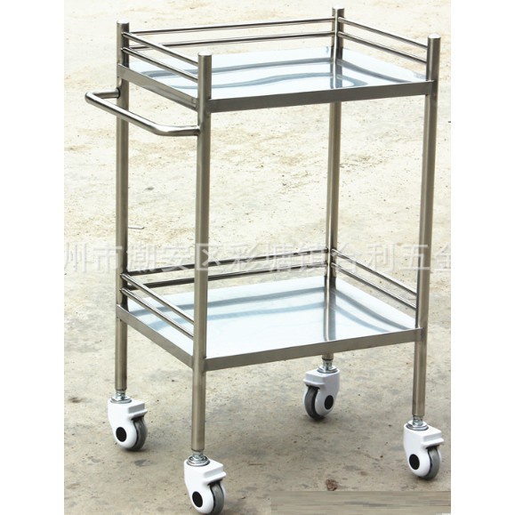 60x46x86cm Stainless Steel 2 Double Medical Dental Beauty Salon Surgery Layer Trolley Tray Rack Shelve Equipment