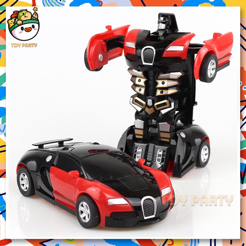 【⭐24H⭐Car Toy】Hit Impact Deformation Robot Toy With Pull Back Function Transformation Car Deformation Robot Transforming Car