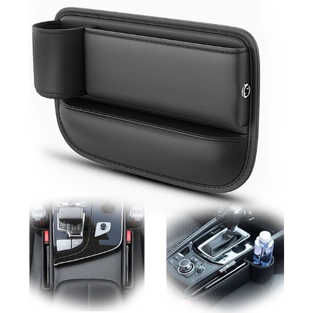 Fashion Trendy Car Seat Gap Storage Bag PU Leather Side Filler Box Bottle Holder Style Travel - Image 4