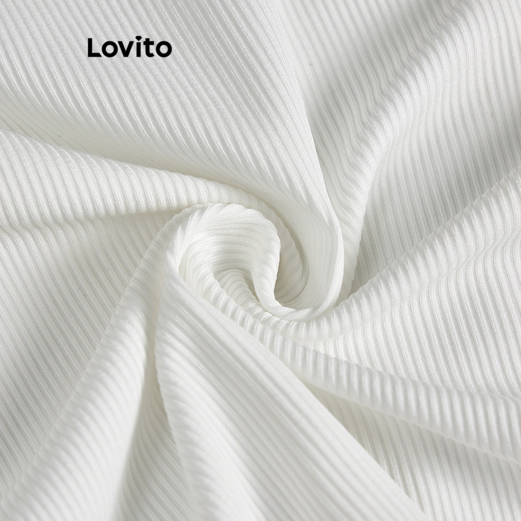 Purpose Durable Lovito Casual Plain Split Skirt Set Women LNE16197 (Top/Skirt/Suit) Rok Terbelah Polos Kasual untuk W... - Image 2