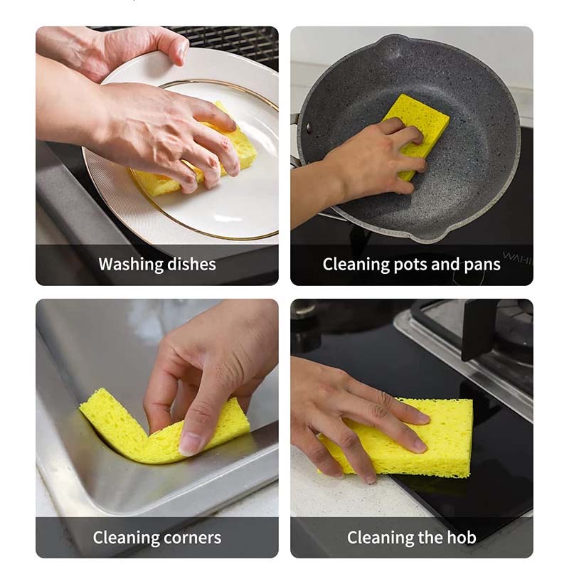 Long Handle Replaceable Mesh Dish Scrubber Nylon Scourer Nanofiber Scouring Kitchen  Sponge Cleaning Dish Brush Reusable