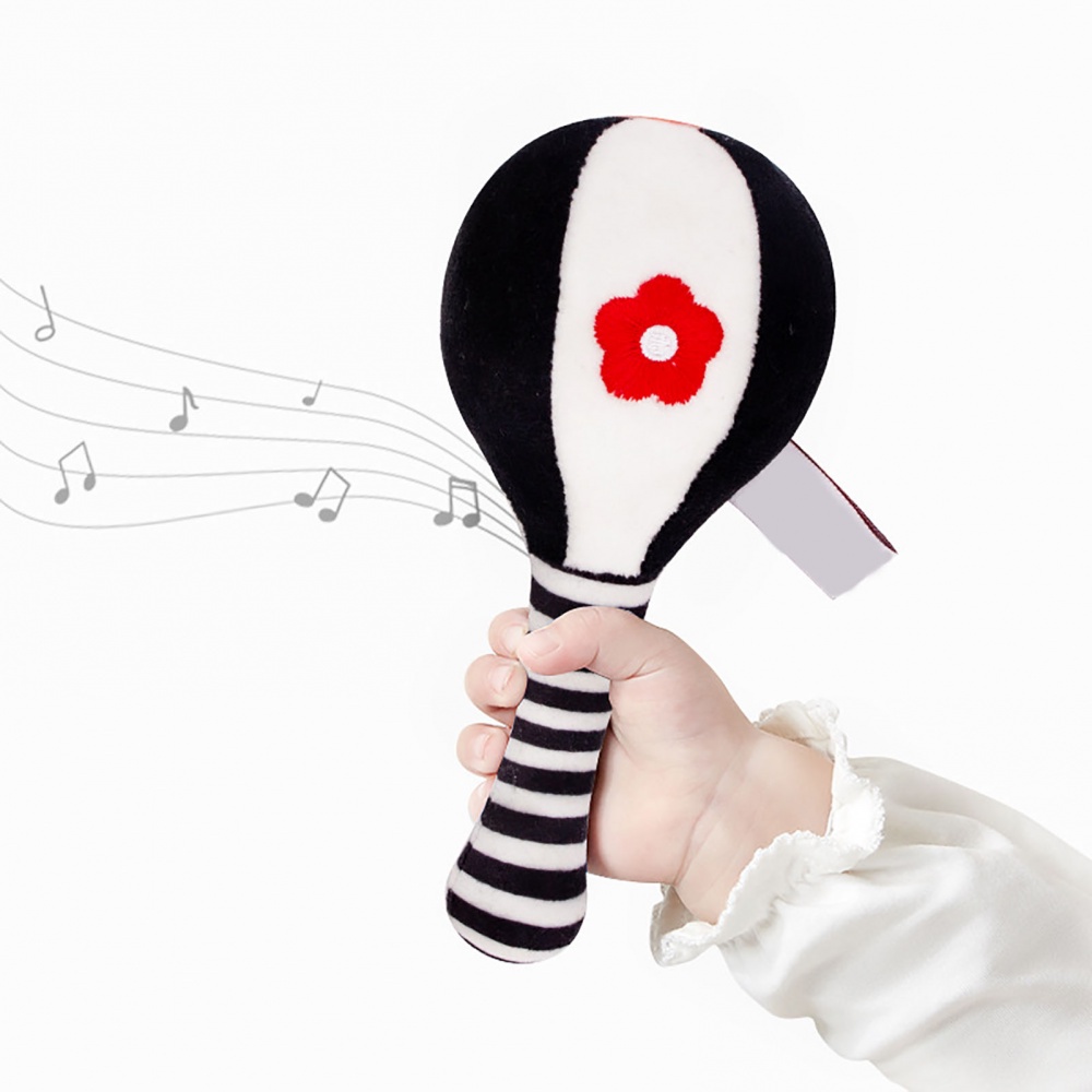 Elegant Digital 2Pcs Baby Shaker Rattle Toy Set Sand Hammer Dumbbell Comfort Black&White Wrist Kids Newborns Early Ed... - Image 5