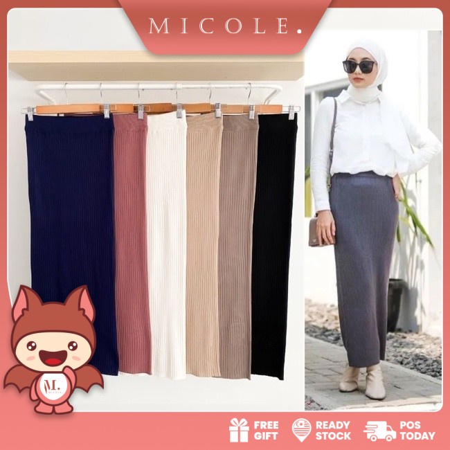 Ready Stock MICOLE 【S-L 100cm Panjang】 C9134 Pencil Skirt High Quality Skirt Long Skirt Pencil Skirt Knitted Maxi Skirt