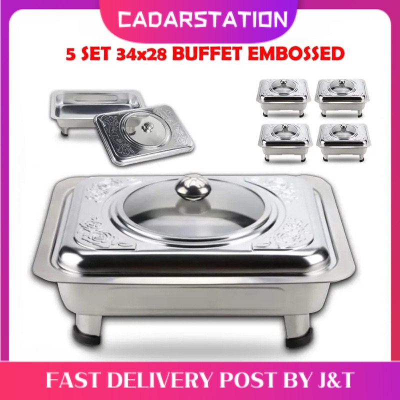 CS_ 5 set 35x27 BUFFET TRAY SET / SERVING TRAY /FOOD PAN KENDURI SET CATERING