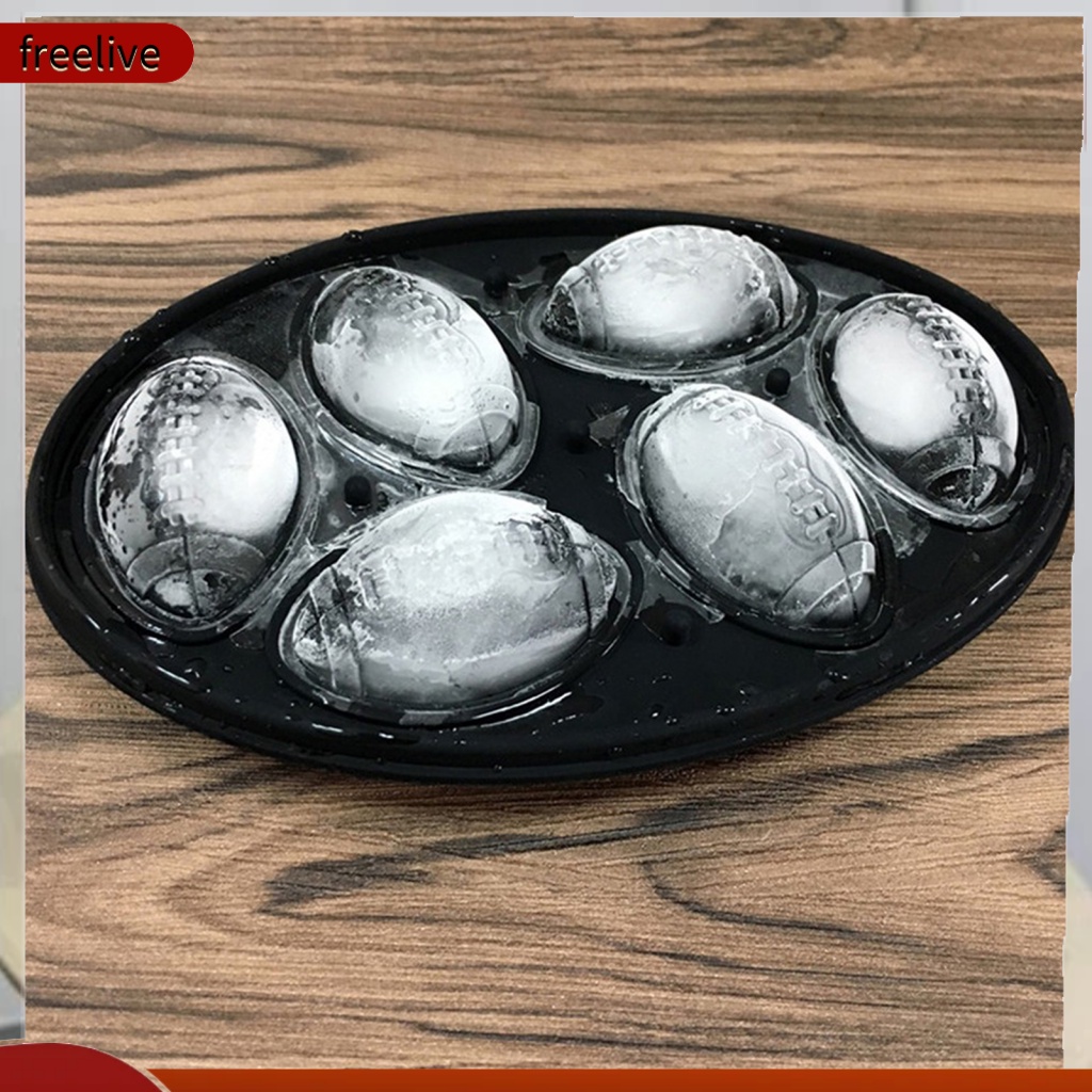 freelive| Non-stick Silicone Ice Tray Silicone Rugby Ball Ice Cube Tray Easy Release Reusable Diy Maker Mold for Whiskey and Cocktails Kitchen Supplies