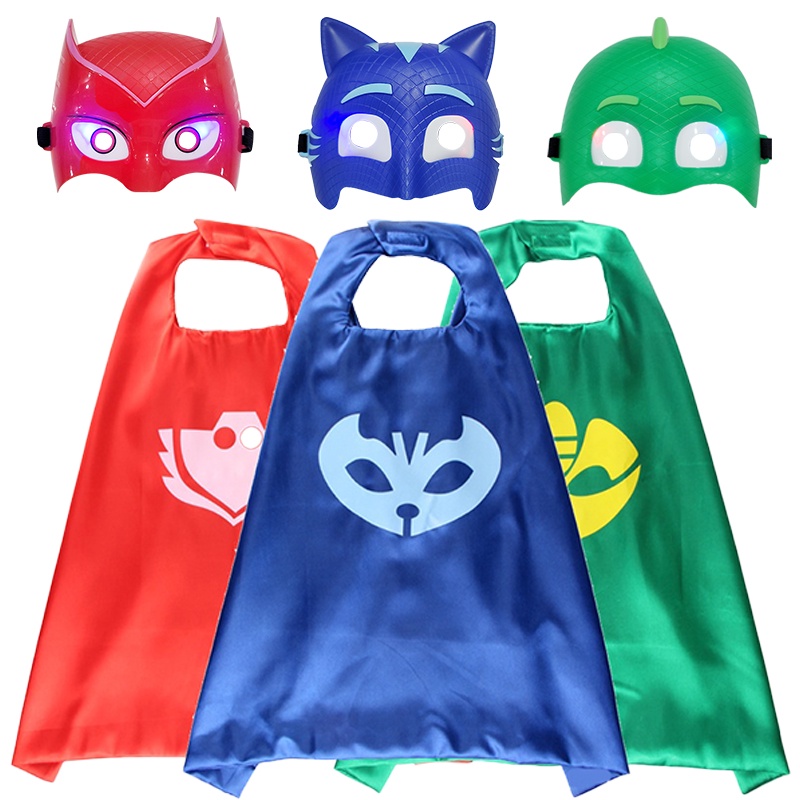 PJ Masks Pajamas Little Heroes Children's Capes and Masks Catapult Toys Catboy Gekko Owlette Cosplay Props Boys Girls Birthday Holiday Gifts