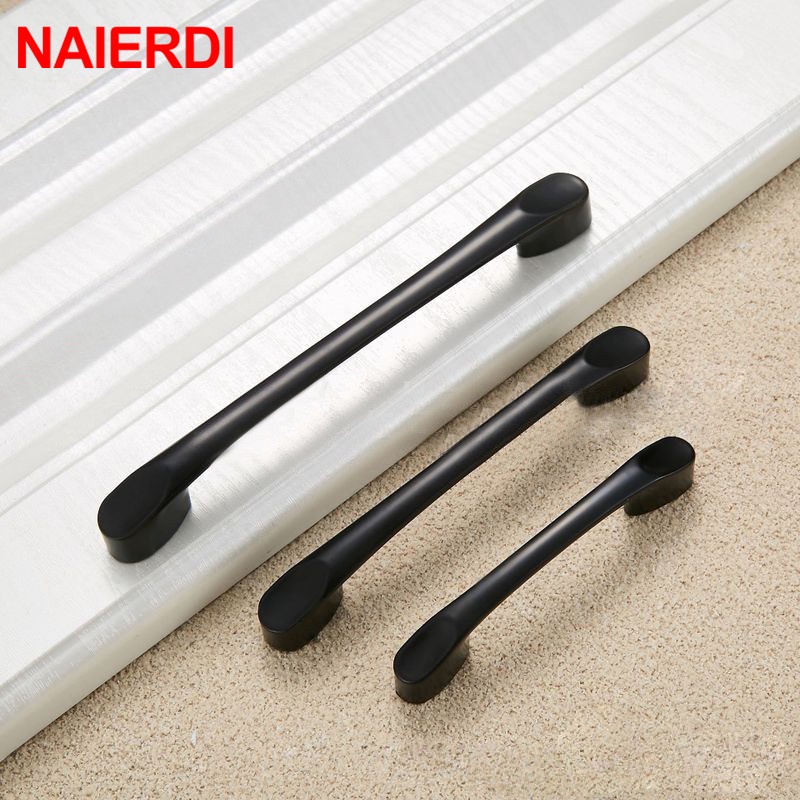 Meal Food NAIERDI Aluminum Alloy Black Cabinet Handles American Style Solid Kitchen Cupboard Pulls Drawer Knobs Furni... - Image 4