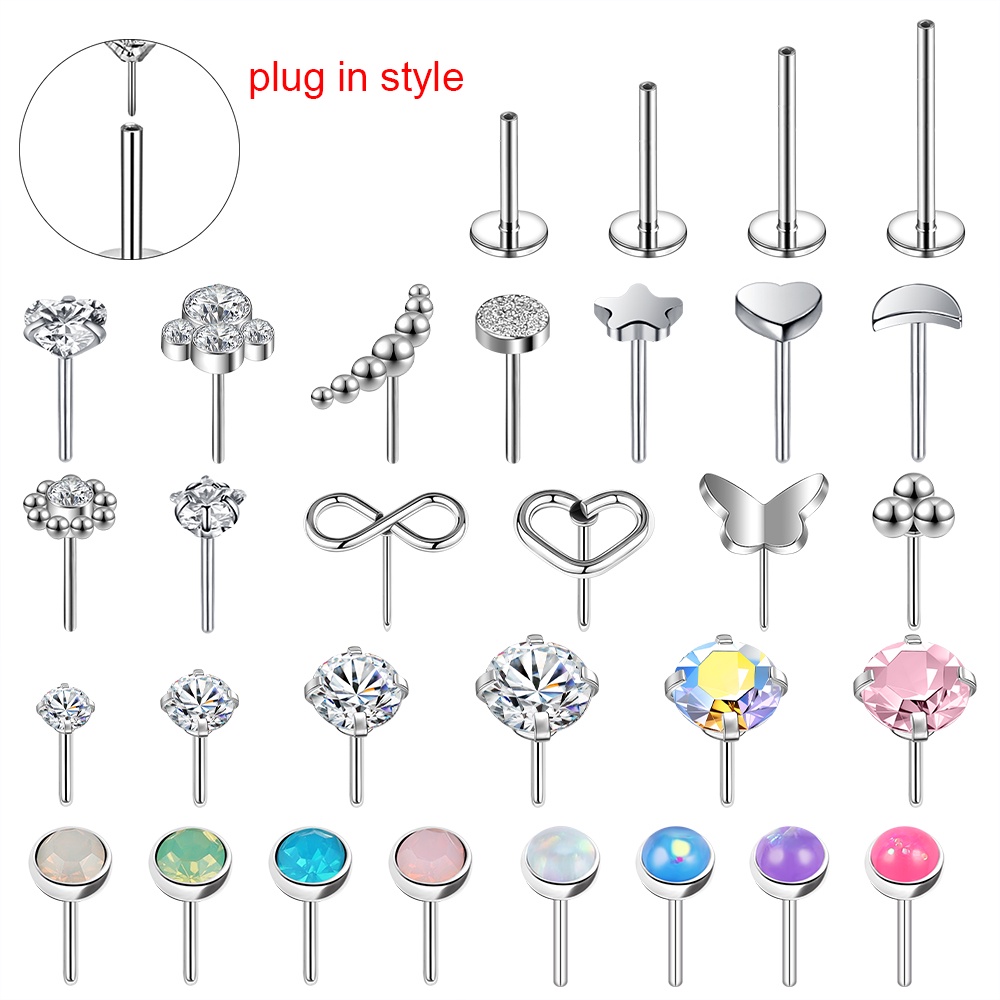 1 PC Labret Piercing Accessory Crystal Star Ear Stud Replacement Plug In Design Lip Stud 6/8/10/12mm Stainless Steel Jewelry Accessory