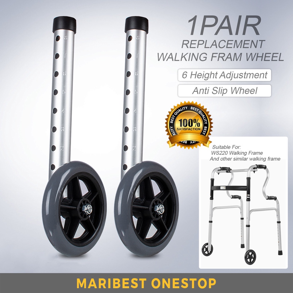 1 Pair Walker Wheel Caster Walking Aid Walking Frame Wheel Walker Accessories Replacement Wheel Roda Tongkat Beroda
