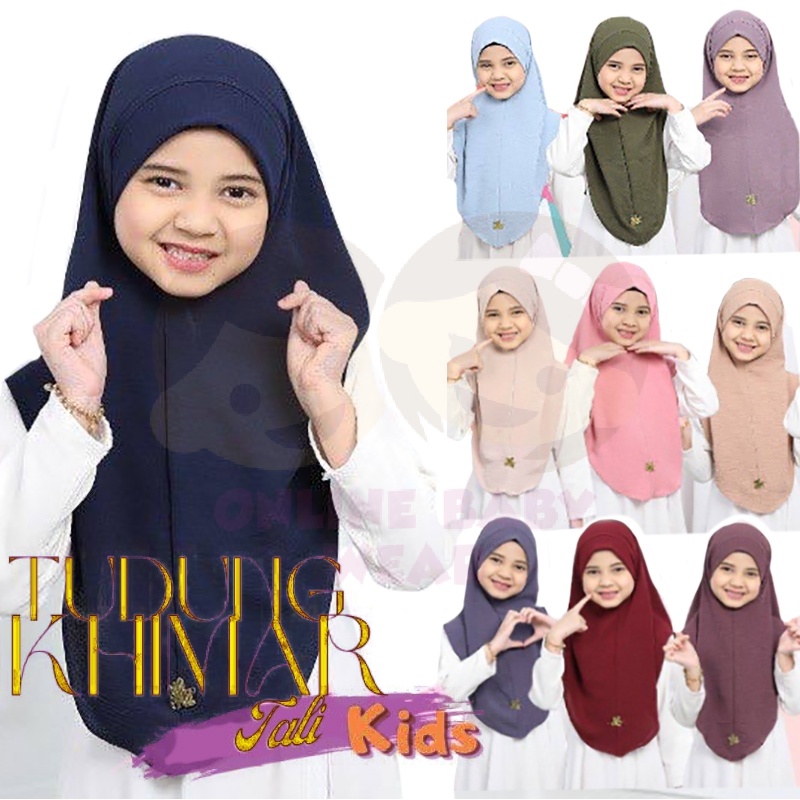 (6Y-12Y) Tudung Sarung Budak KHIMAR TALI Cey Crepe Ironless (20 Warna) Budak Kids Hijab Plain Lazy Kanak Perempuan