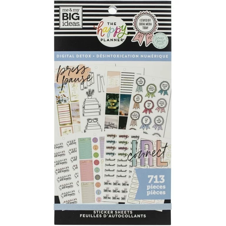 Happy Planner Sticker Value Pack Digital Detox, 713/Pkg