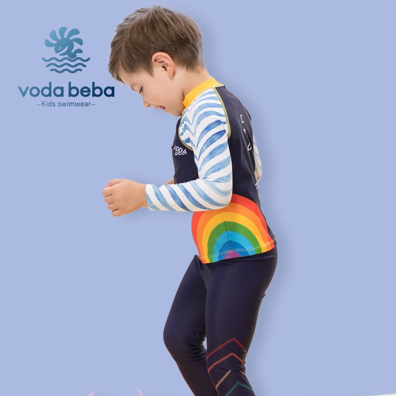 Voda Beba Children's Swimsuit Boys Middle Big Kids Sunscreen Quick-Drying Long-Sleeved Trousers