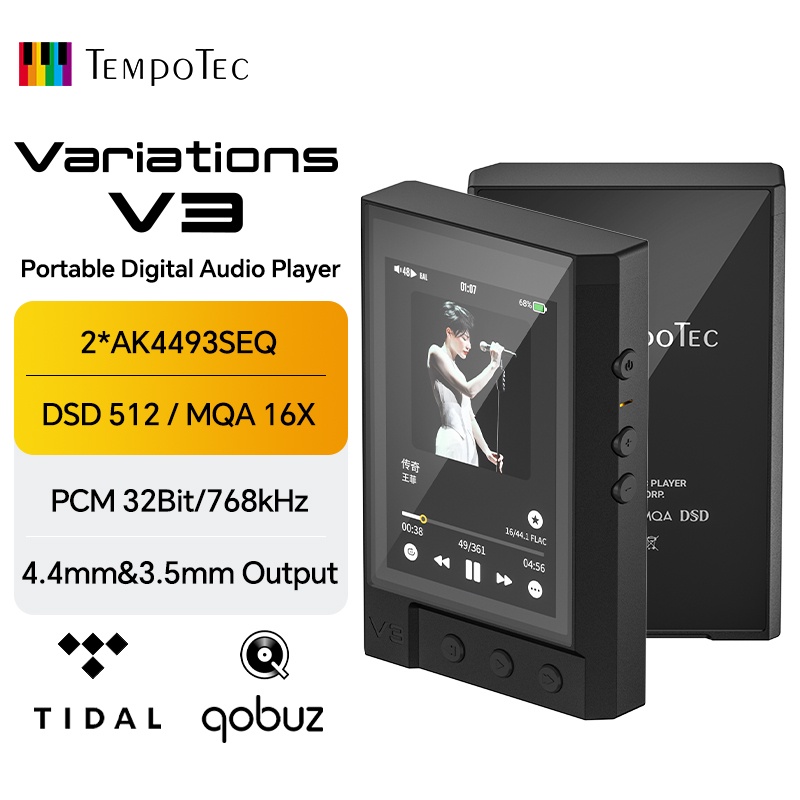 TempoTec V3 DAP Android HIFI Music Player MP3 Portable Dual AK4493SEQ DAC DSD512 WIFI Two-way BT MQA TIDAL Spotify