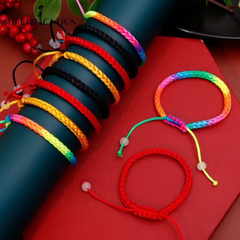 1Pc Fashion Adjustable Knitting Red Rope Bracelet Lucky Handmade Braided Bracelet Women Men Couple Bracelet Jewelry
