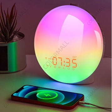 Simulated sunrise and sunset, natural wake-up light, LED electronic alarm light, colorful atmosphere, bedside light, and sleeping timer light