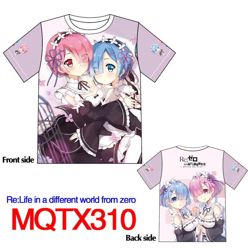 Summer women's clothing anime t-shirt From Zero Merchandise Short sleeve Rem 2D clothing Men's women's