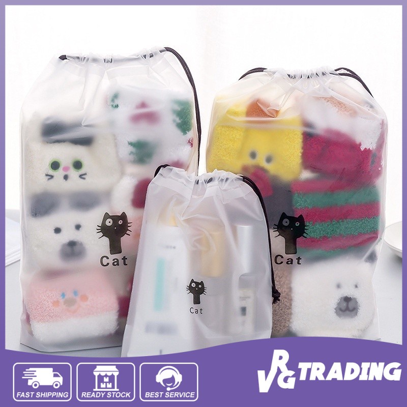 [M'sia] Bear Cat Drawstring Organizer Waterproof Cloth Clothes Storage Bag Door Gift Drawstring Bag Free Gift Shoe Bag
