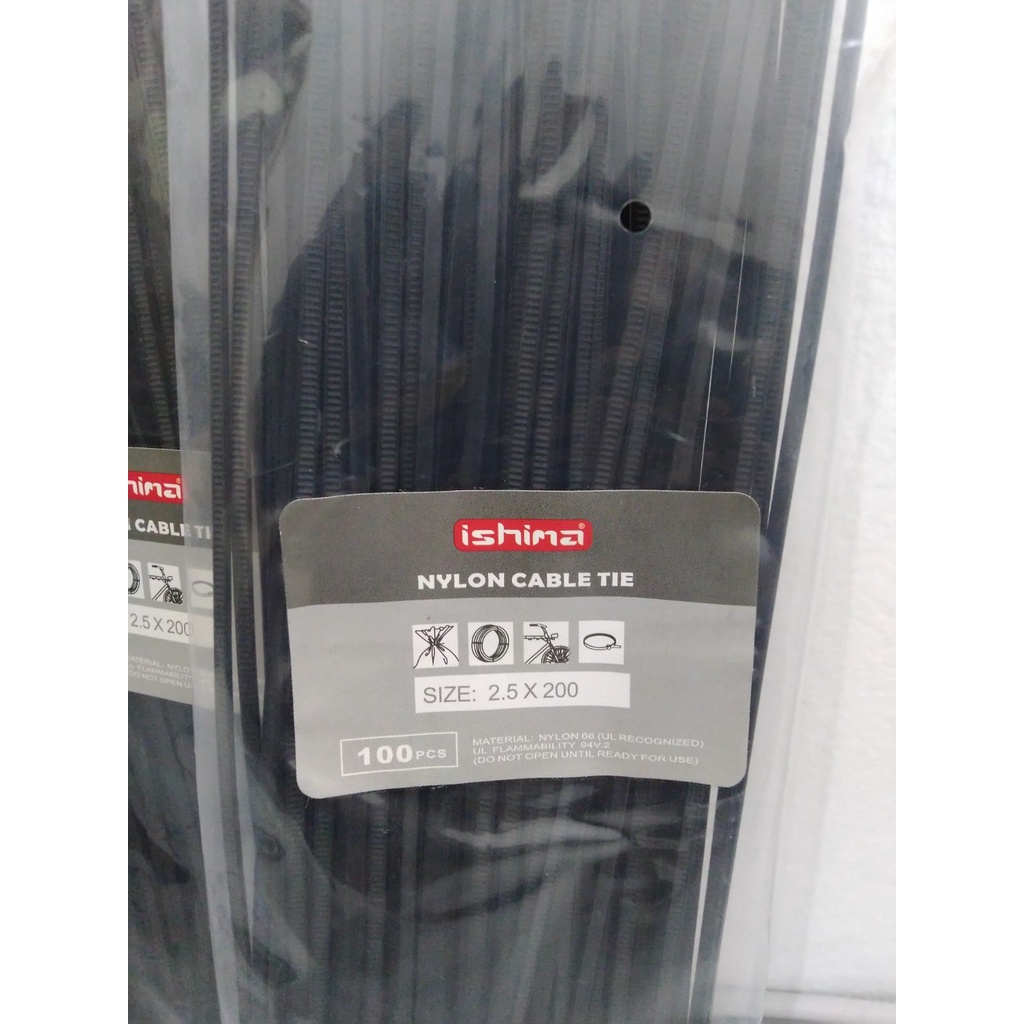 HITAM [100Pcs] Cable ties 20CM Economic Black Cable tie