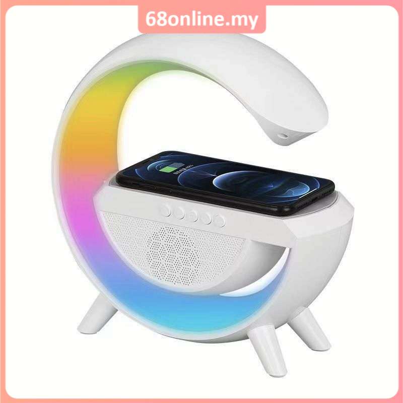 [Johor Seller] Wireless Charger 15W LED Atmosphere Light RGB Bluetooth Speaker Table Lamp 10 Mode Ambient Light Cordles