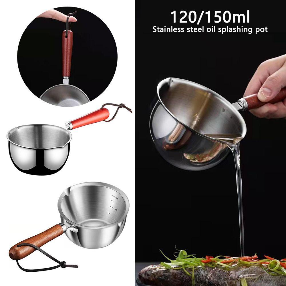 Must Durable LAN Milk Pot Small Multifunction Cooking Wooden Handle Stainless Steel Melting - Image 3