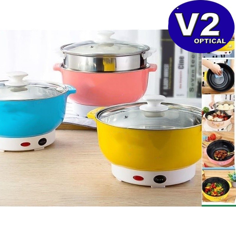 22CM Electric NonStick Ceramic Grill Frying Pan Rice Multi Function Cooker Mini Hot Pot Grill Steam