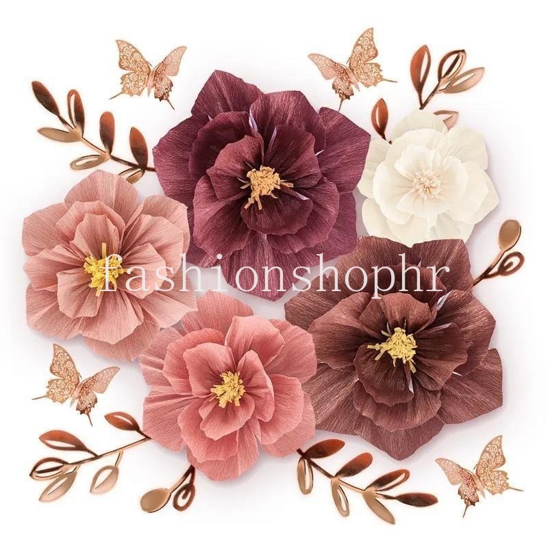 Ready Stock 20cm Large Rose Easy Handmade Crepe Paper Flowers DIY Wedding Artificial Flower Decor Birthday Party Home Decorations