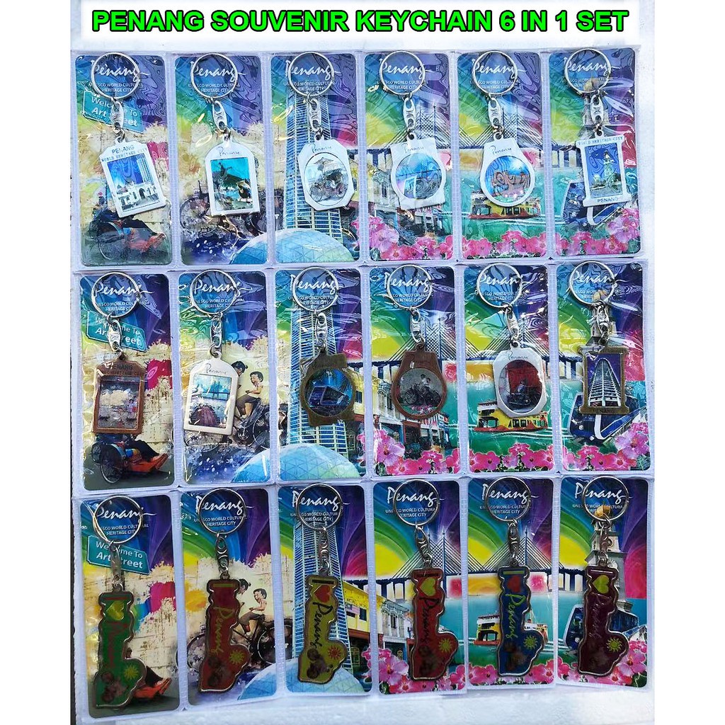 MALAYSIA COLLECTION Penang Souvenir KEYCHAIN 6 in 1 design / Gantungan Kunci Penang