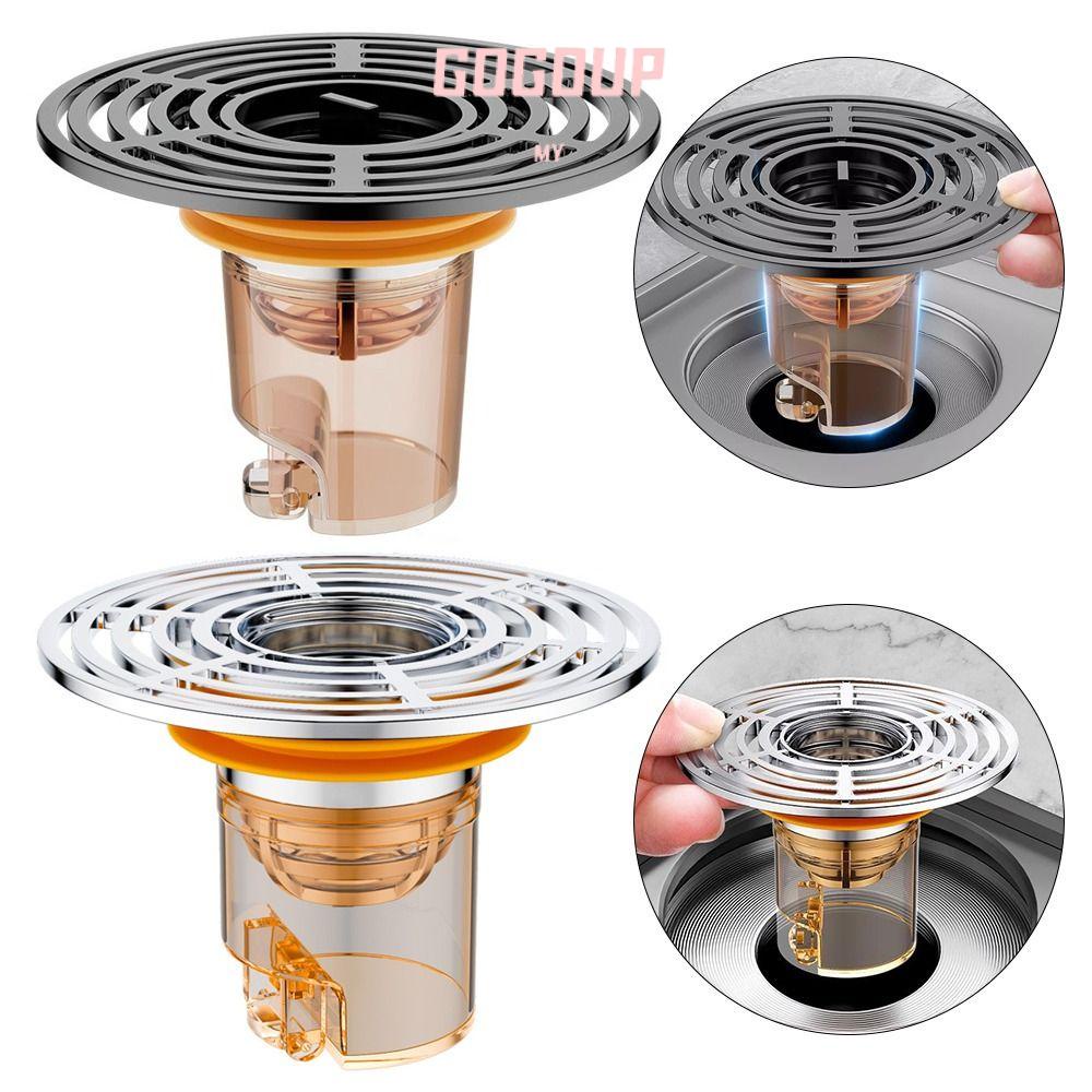 【Ready stock❤】_GOGUVO Floor Drain, Auto Open No Smell Drain Cover, Useful Toilet Deodorant Gravity Induction Kitchen Accessories Basin Drain Filter Bathroom Toilet Sewer