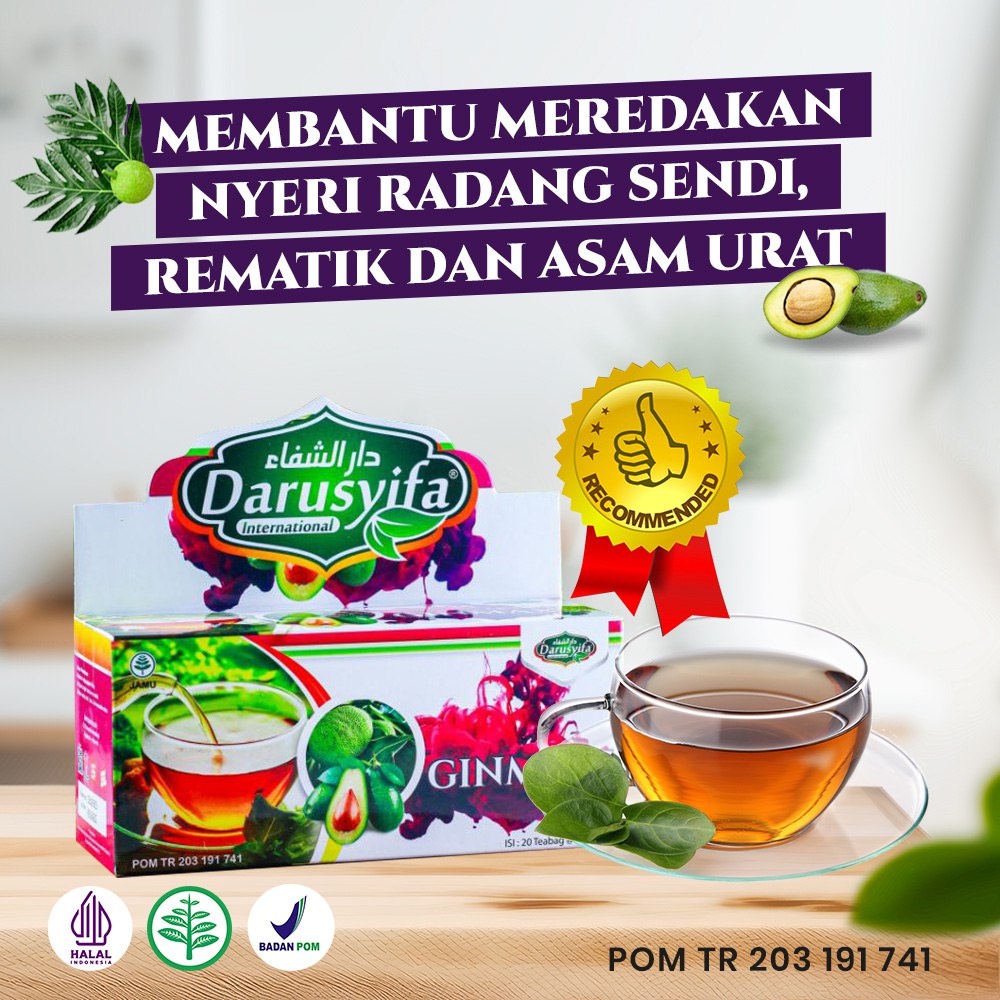 Premium Reliable Teh Celup D Gin Detok Ginjal Darusyifa Alami Daun Sukun Plus Alpukat Obat Atasi Rematik Asam Urat & ... - Image 4