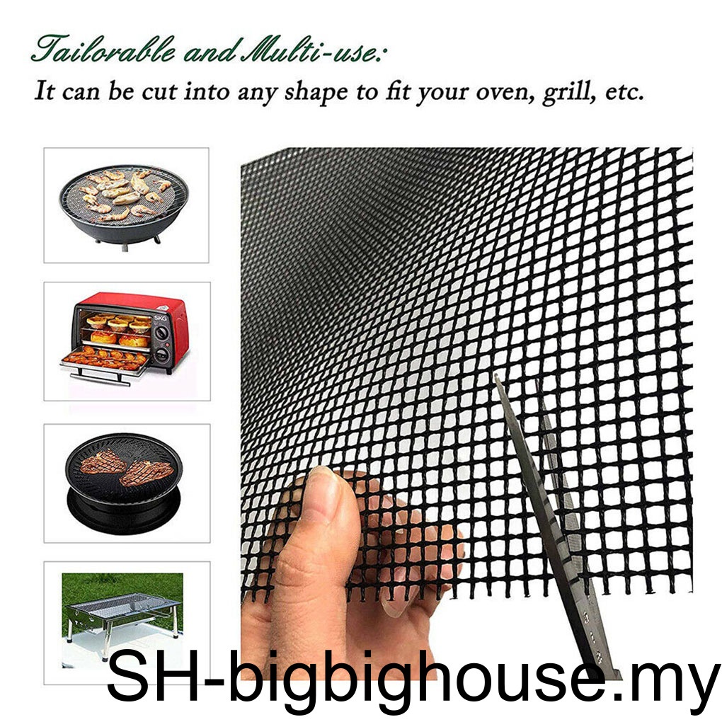 【Biho】Fiberglass Mesh Pad Activities Non-stick Resistance BBQ Net Mats Replacement Accessory Cooking Grilling Sheet Household