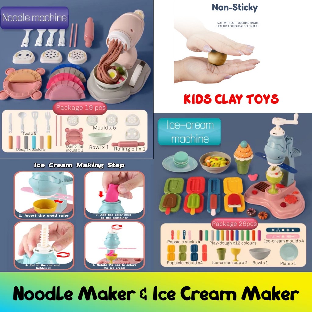 ~Ship From KL~ 45Pcs Clay toys Kids Plasticine Play Dough Clay Art Pretend play noodle maker Play doh Clay Set Playset M