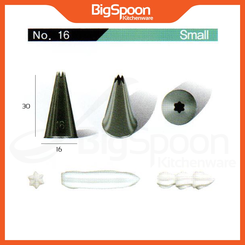 BAKECRAFT Open Star Icing Piping Nozzle | Stainless Steel Churros Nozzle | Piping Tip | Nozel Kek | 