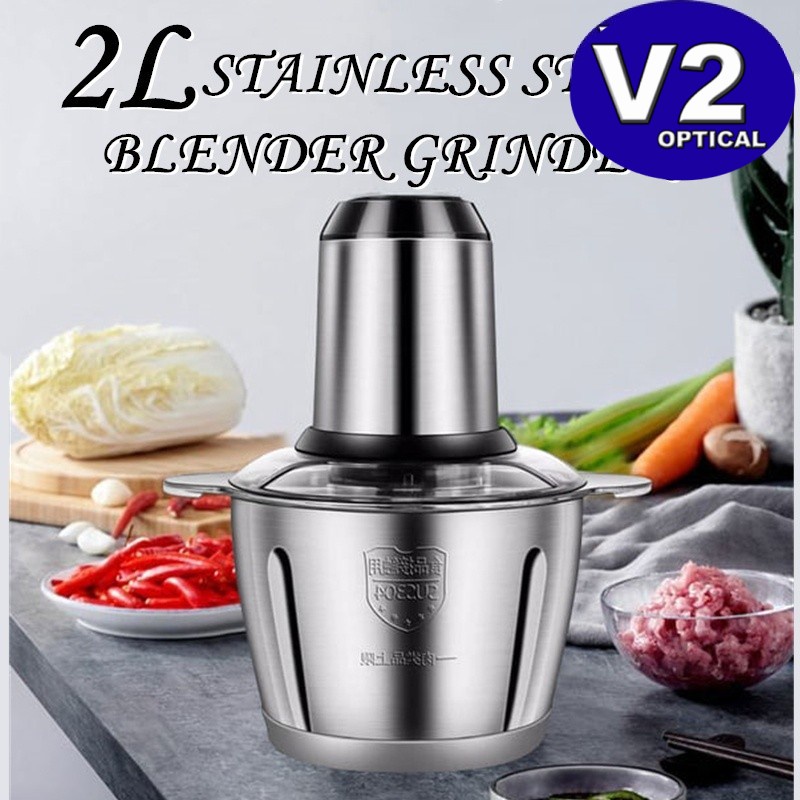 (2 LITER) Stainless Steel Mixer & Blender Food Chopper Electric Meat Grinder Food Processor Pengisar Daging Sayur