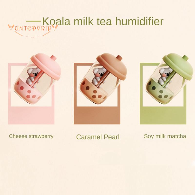 450Ml Portable Koala Milk Tea Cup Air Purification Humidifier USB Desktop Water Diffuser for Bedroom