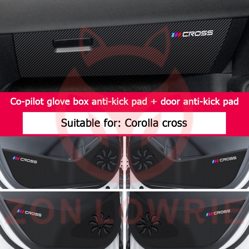 Have Quality TOYOTA CROSS 2019-2022 door anti-kick sticker carbon fiber leather cloth COROLLA CC protection co-pilot ...
