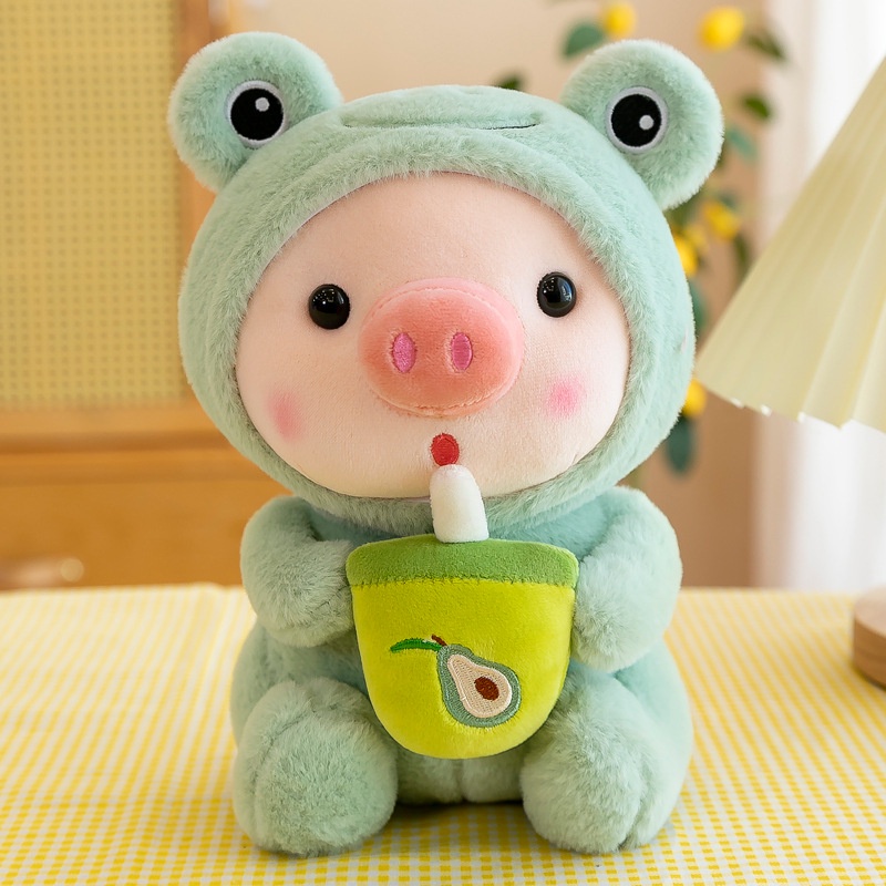 Versatile Essential Cartoon animals transformed into milk tea pig plush toy rag doll children's toys - Image 2