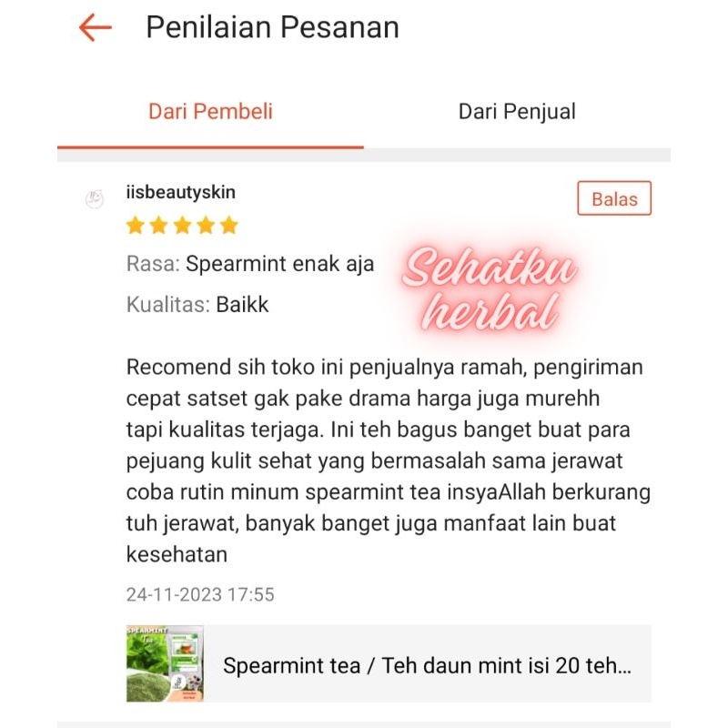 Spearmint tea / PCOS daun mint isi 20 teh celup & 30 teh celup Organic