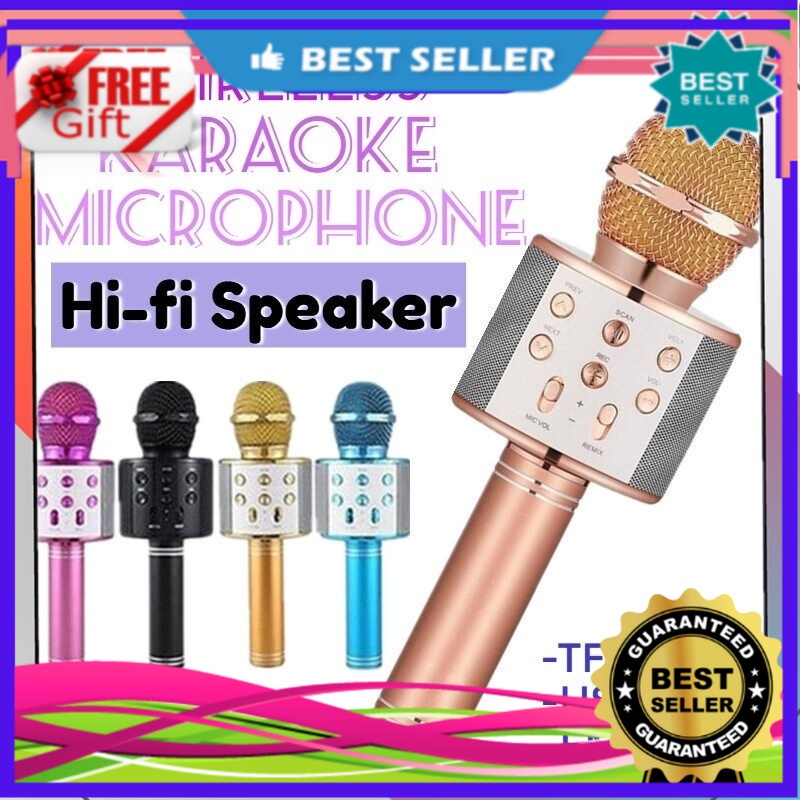 WS858 Portable Bluetooth Karaoke dj Microphone Wireless Professional  Speaker Home KTV Handheld Microphone mikrofon
