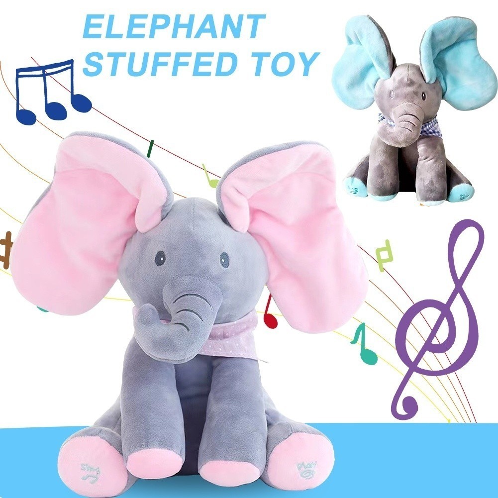 【24h】Music Elephant Toy, Singing Elephant with Ears Moving Electric Plush Toys Christmas Gift for Kids