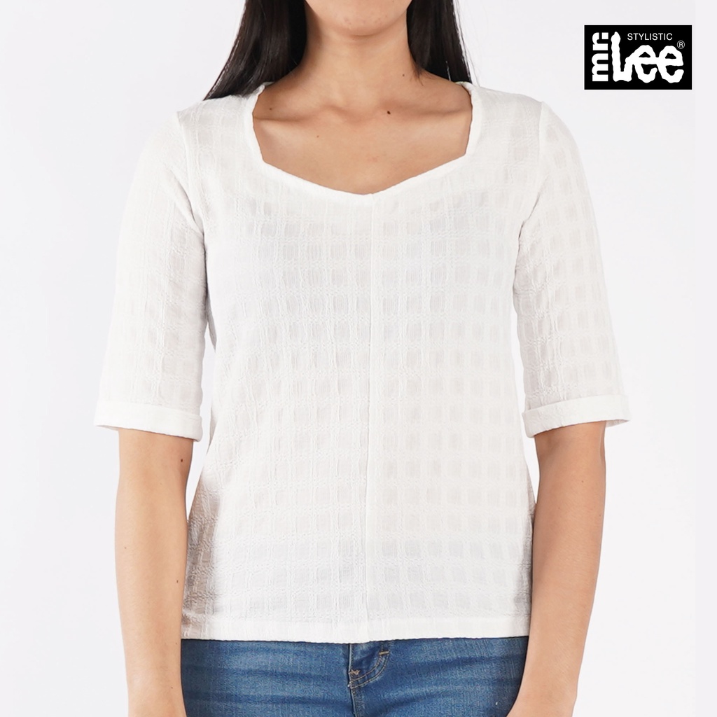 Stylistic Mr. Lee Ladies Basic Woven Trendy Fashion High Quality Apparel Regular Fit 141633 (White)