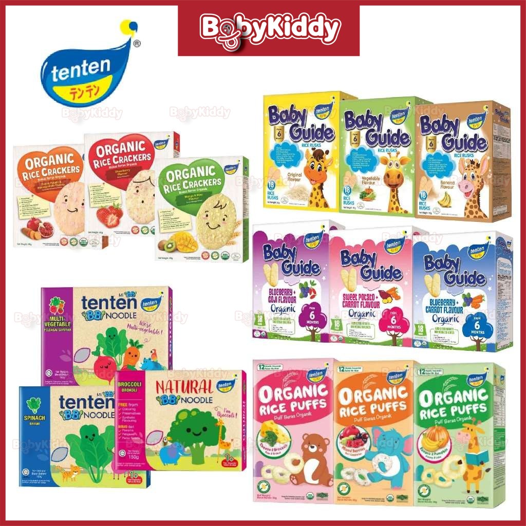 Tenten Baby Guide Baby Rice Rusk 6m+ | Organic Baby Rice Puff 12m+ | Natural Multi Vegetable Baby Noodle | Rice Crackers