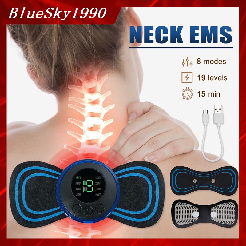 【READY STOCK】Mini Massager Portable EMS Body Relax Massager Electric Acupuncture Massage Pad Back Neck Shoulder Relief Muscle Pain/ 颈部按摩器