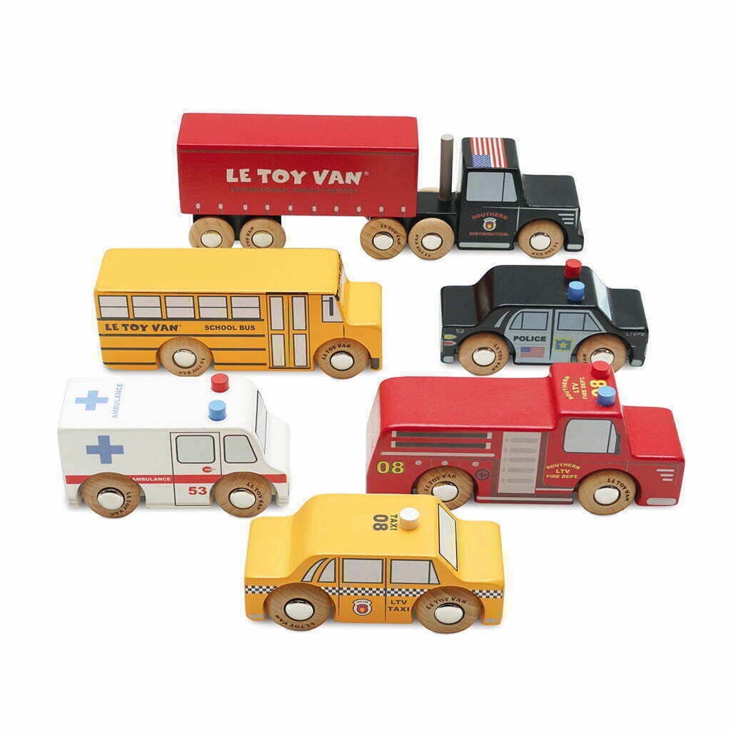 Le Toy Van New York Car Set Children's Eco-Friendly Wooden Toys for Imaginative Play for Ages 3+