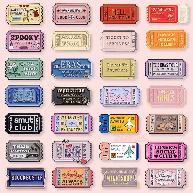 Creative Club Ticket Brooch Travel Ticket Metal Badge Taylor Swift Concert Enamel Pin Clothing Accessories Jewelry Gifts