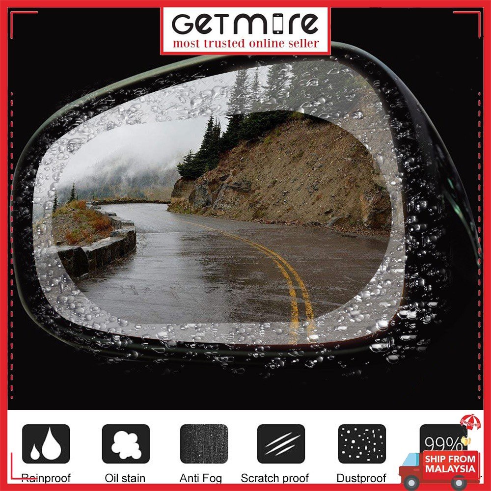 [Ready Stock] 2PCS Japanese Imports Car Rearview Mirror Anti Fog Membrane Anti-glare Waterproof Rainproof film