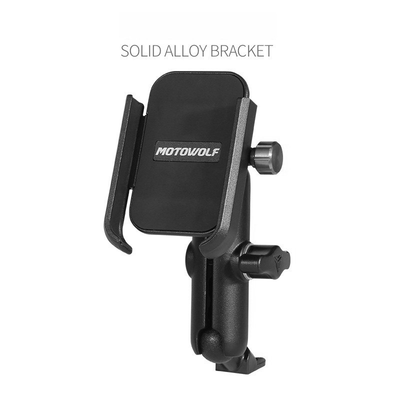 Motorcycle Phone Holder Aluminum Alloy Anti-Shake Adjustable Clamp 360° Rotation Waterproof Bike Mount for All Smartphon
